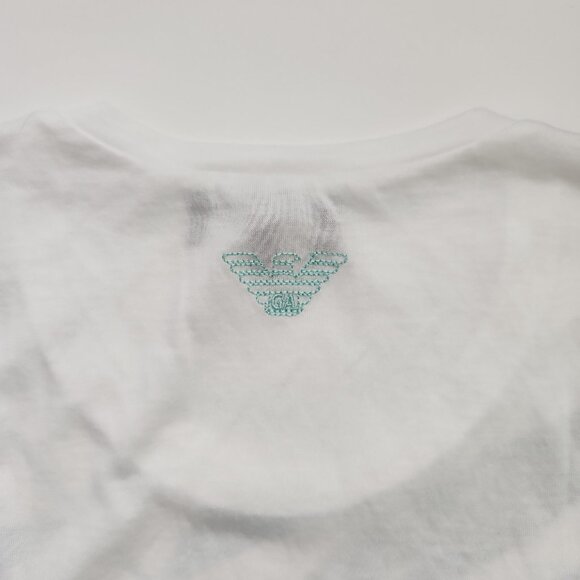 Emporio Armani made Italy 42 / S White Crystal palm leaf print women's t-shirt - Picture 6 of 14